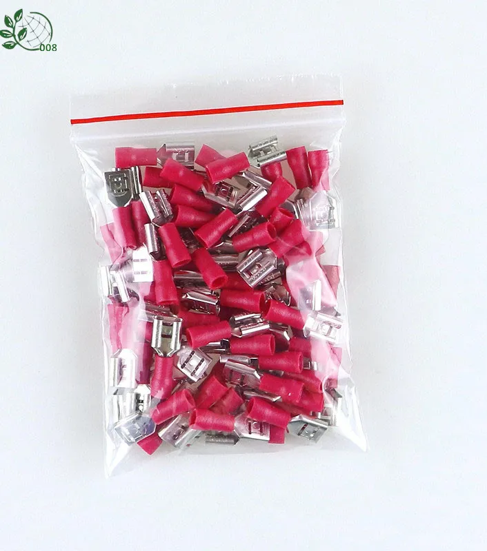 50PCS FDD2-250 Female Insulated Electrical Crimp Terminal for 1.5-2.5mm2 Connectors Cable Wire Connector FDD2-250 FDD2.5-250