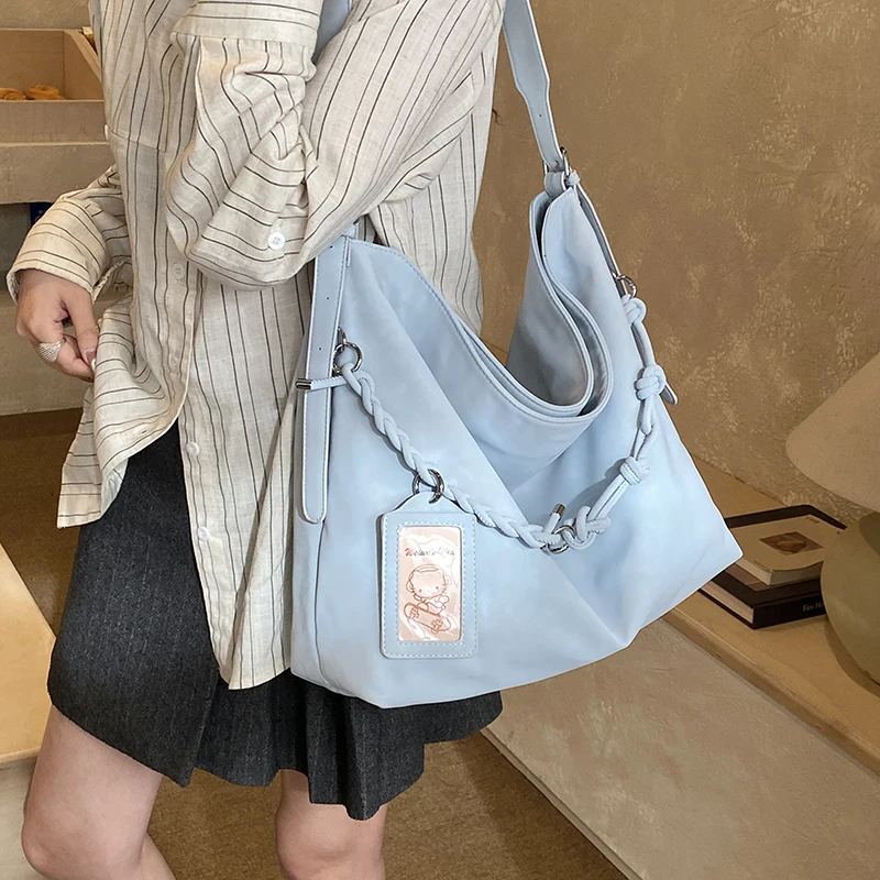 

Women's PU Leather Bucket Bag Braided Drawstring Design Large Capacity Adjustable Strap Casual Daily Shoulder Bag 2026 New Trend