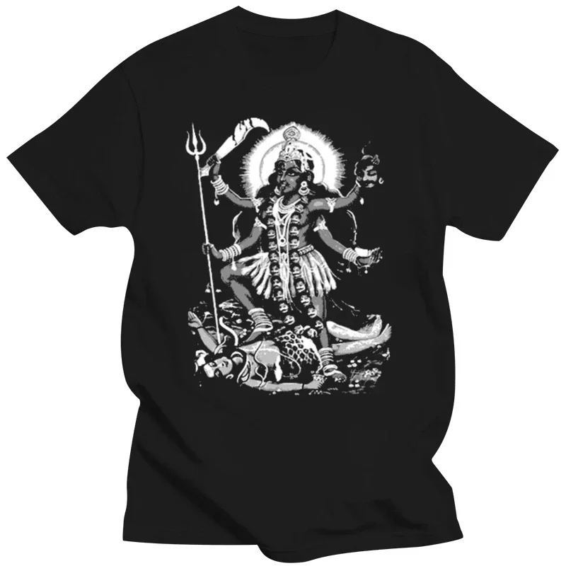 Hindu God Kali Men\'s T-Shirt Summer Fashion Short Sleeve T-Shirt Round Neck Cotton Black Top High Quality Fashion