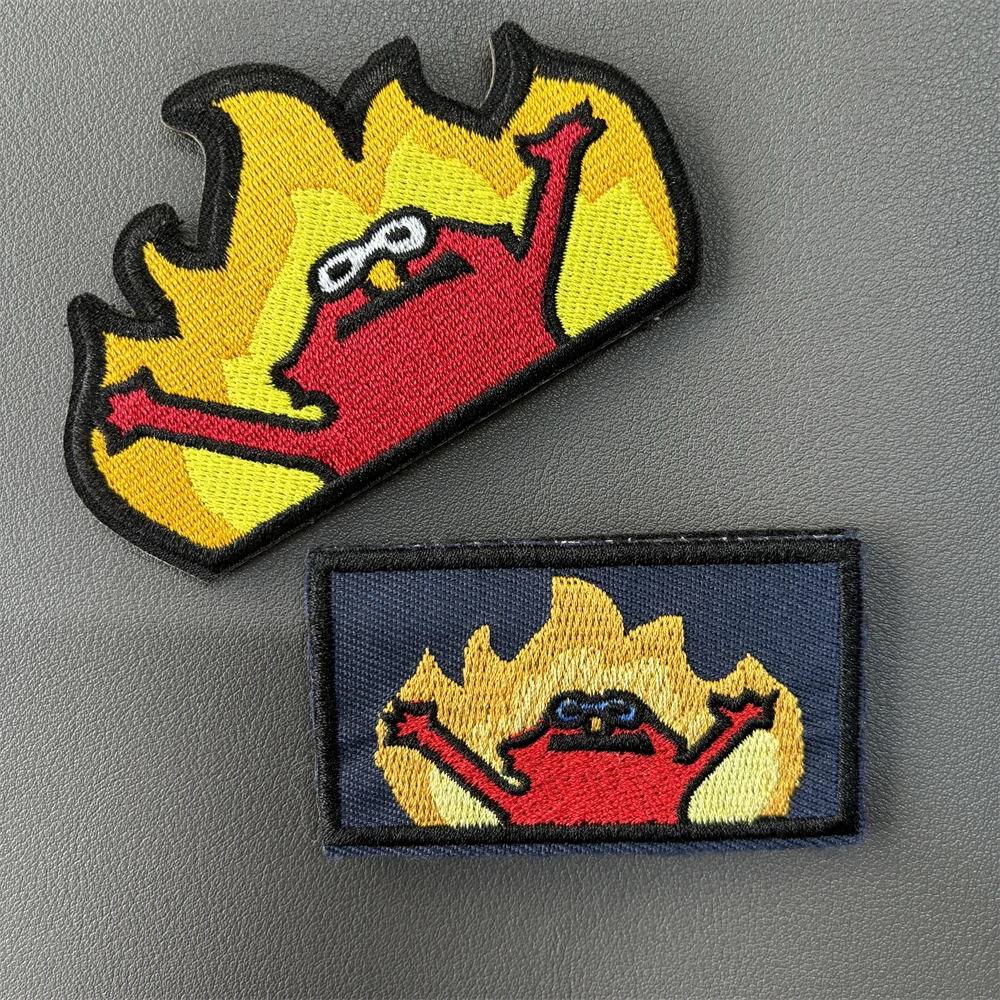 الجحيم النار ميم التصحيح التكتيكي المطرزة ، إلمو ، في هوك النار وحلقة ، شارة ، شارة الجيش المعنويات ، بقع الطباعة مضحك