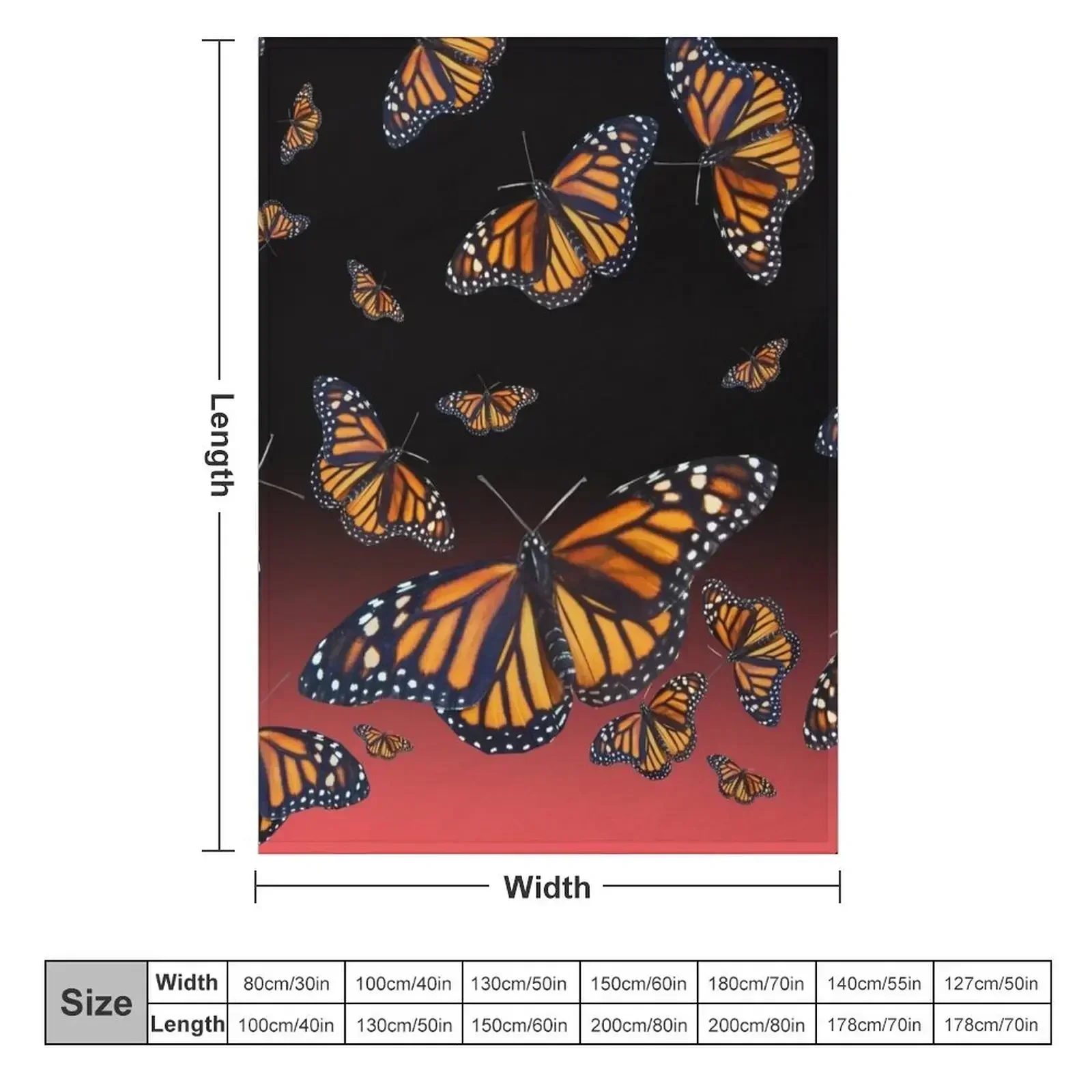 red monarch butterfly pattern Throw Blanket Bed Fashionable Cute Blankets