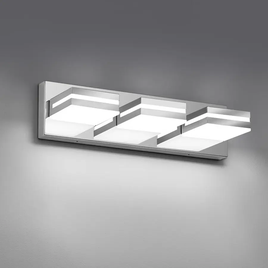

LED Small Bathroom Lights Fixtures3Light,Stainless Steel Chrome Acrylic Wall Lighting,Vanity Lights for Bathroom Over Mirror6000