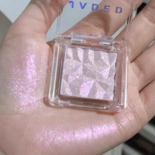 Imagen 2 del producto Paleta de maquillaje resaltador de diamante púrpura rosa, brillo monocromático de luz de luna, sombra de ojos púrpura de alto brillo, cosméticos de contorno