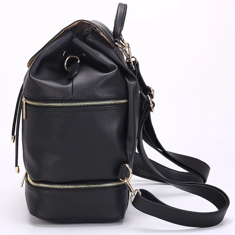Bolsa de pañales de cuero PU, mochila de maternidad para mamás, bolsas de lactancia, bolsa de viaje al aire libre con cambiador para el cuidado del