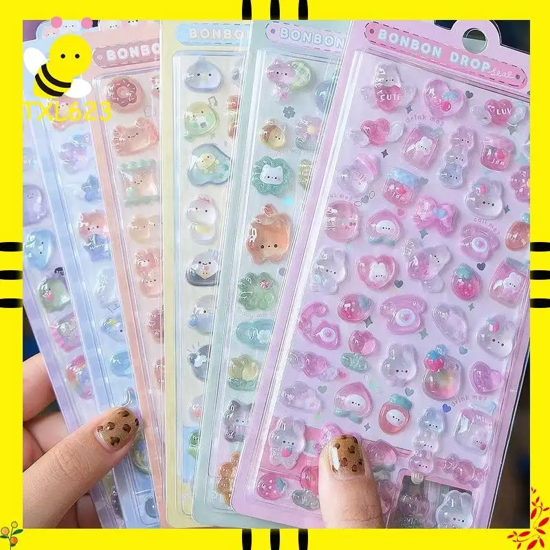 

2Sheets/Lot 3D Relief Cute Animal Sticker DIY Phone Journal Stationery Decoration Party Game Reward Prop Cute Carnival Gift ZYF