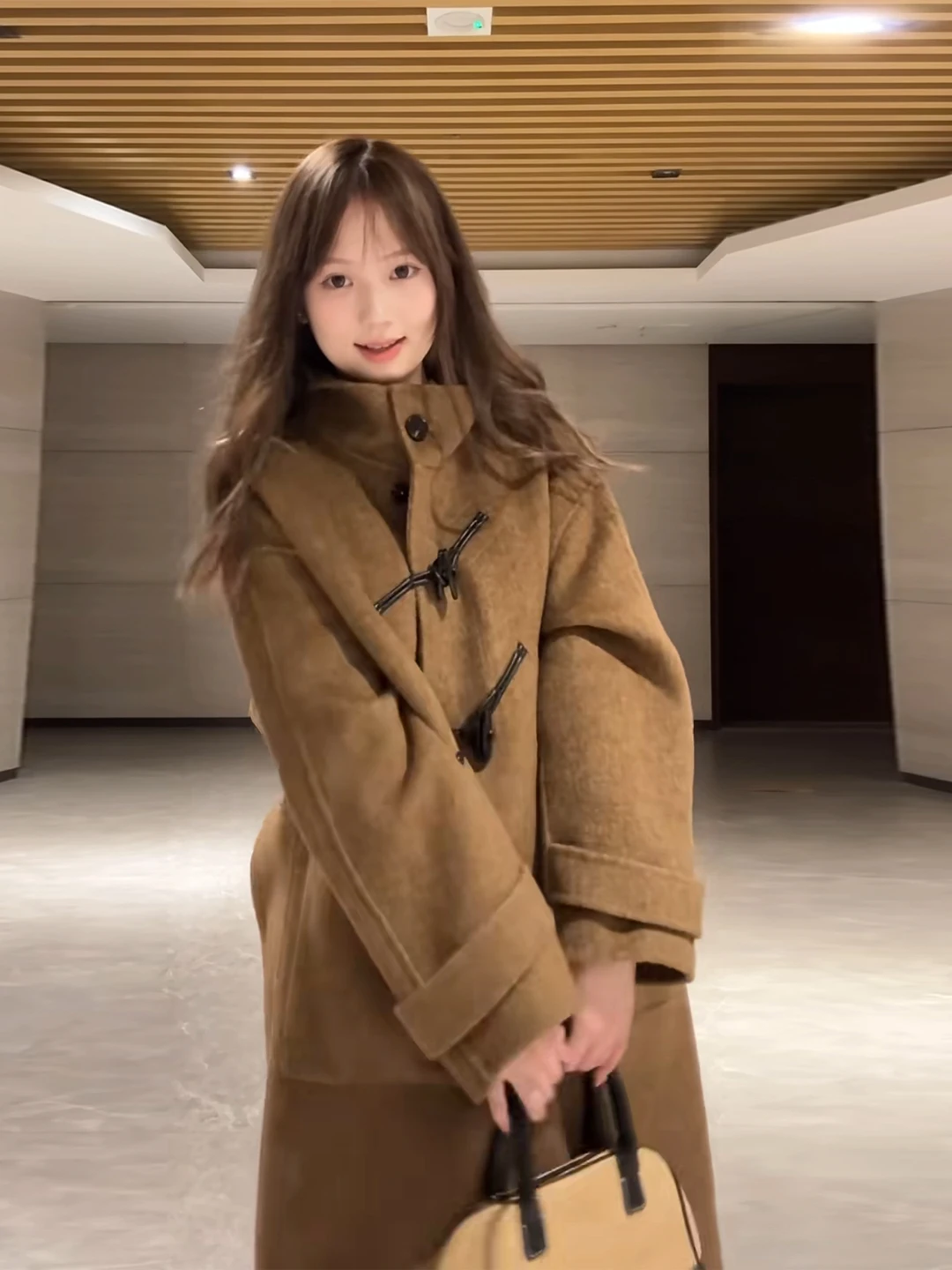 

plus Size Women's Korean Sle Woolen Coat Spring New Faionable Stand Collar Button up Outerwear Ele Long Sve Jaet