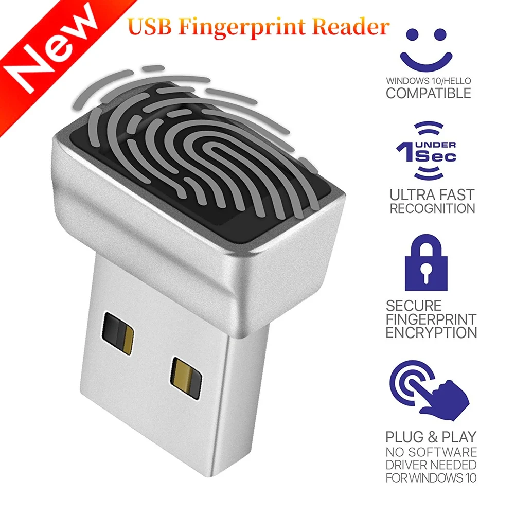 USB Fingerprint Reader Module for Windows 7 8 10 11 Hello, Biometric Scanner Padlock for Laptops PC Fingerprint Unlock Module