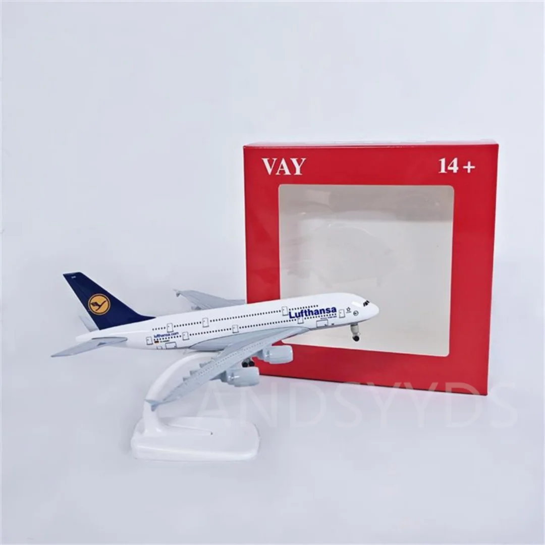 طائرة A380 لفتhansa الخطوط الجوية طائرة مصغرة 20 سنتيمتر دييكاست سبيكة معدنية 1/400 مقياس طائرة نموذجية مع حامل جمع العرض