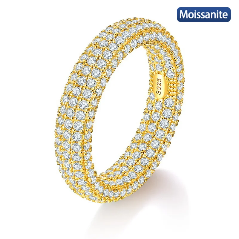 

S925 Silver Moissanite HipHop Ring 3.35CT D VVS1 Certified Hip Hop Style Jewelry Personalized rings Light luxury Gift