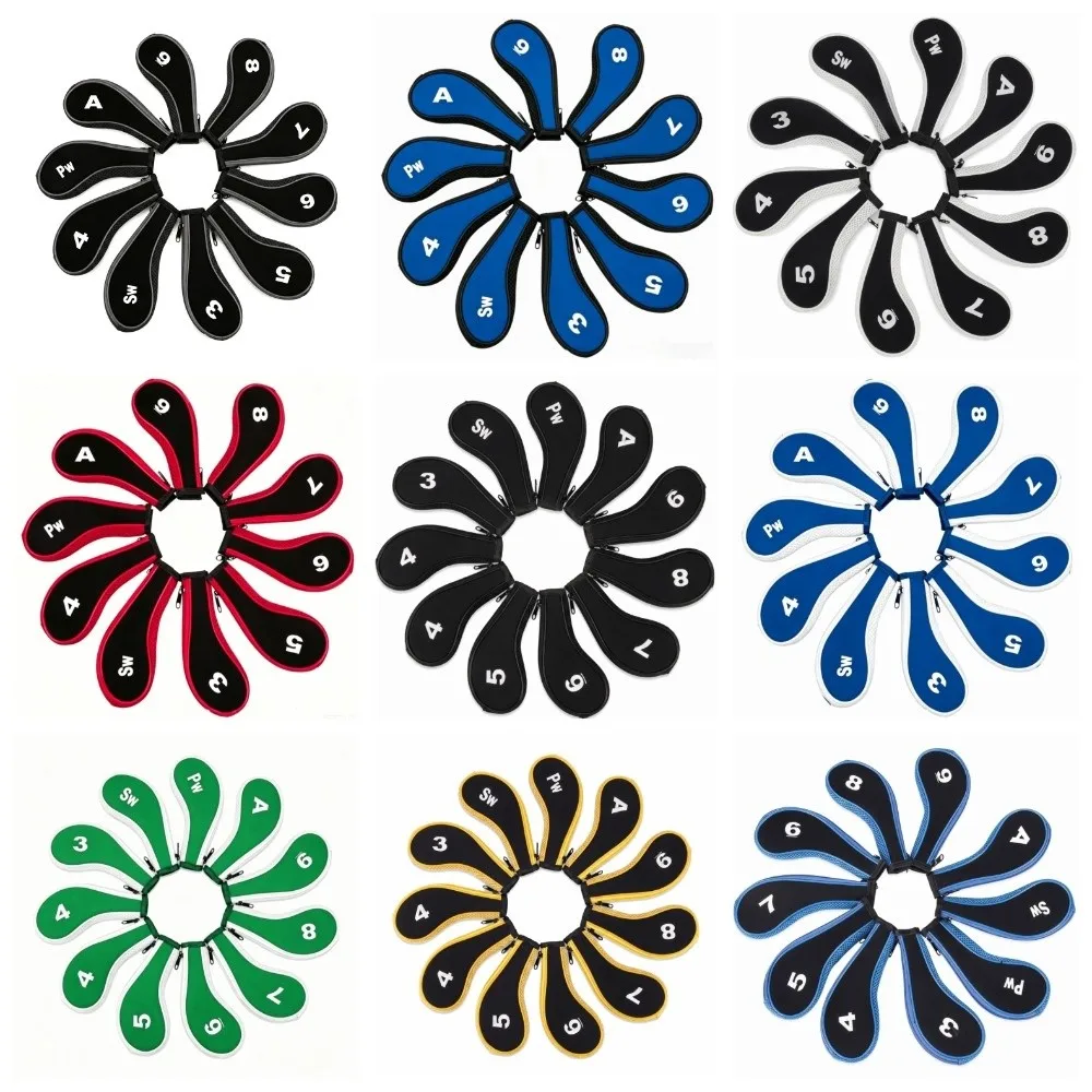 10pcs Neoprene Golf iron head covers Number Printed Long neck Golf Club Cover Close fitting Universal fit Iron club covers