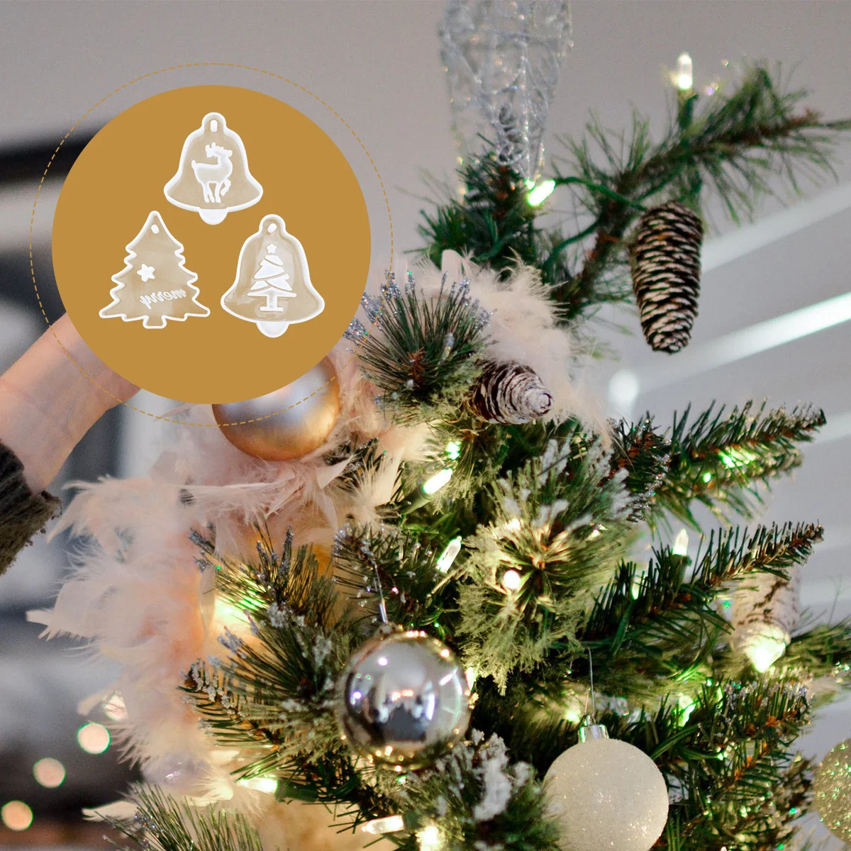 

3Pcs Silicone Crystal Epoxy Mold Creative Christmas Pendant DIY Resin Jewelry Making Tools Christmas Molds Silicone