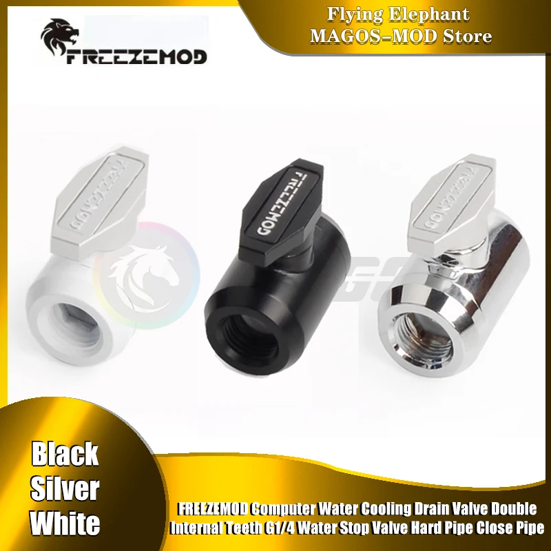 

FREEZEMOD Water Cooling Switch Valve, Hand Twisting Water Turn On & Off Drain Valve Black,Silver,White YGNS