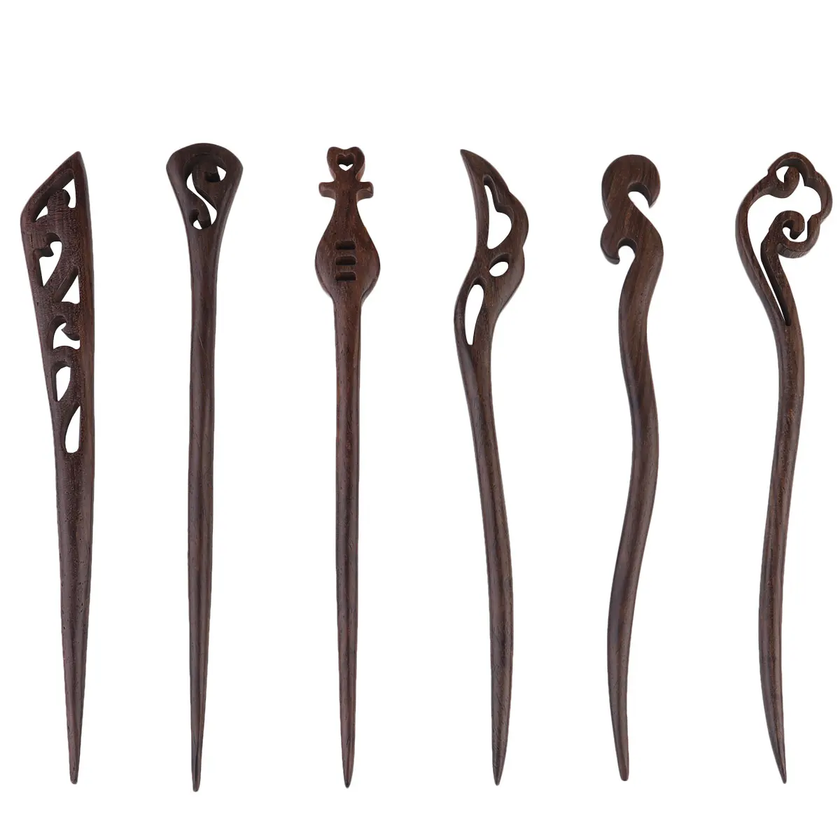 

6pcs Wooden Hairpins Durable Retro Carved Headdress Women Headwear Accessories For Party Daily Use Hair Sticks