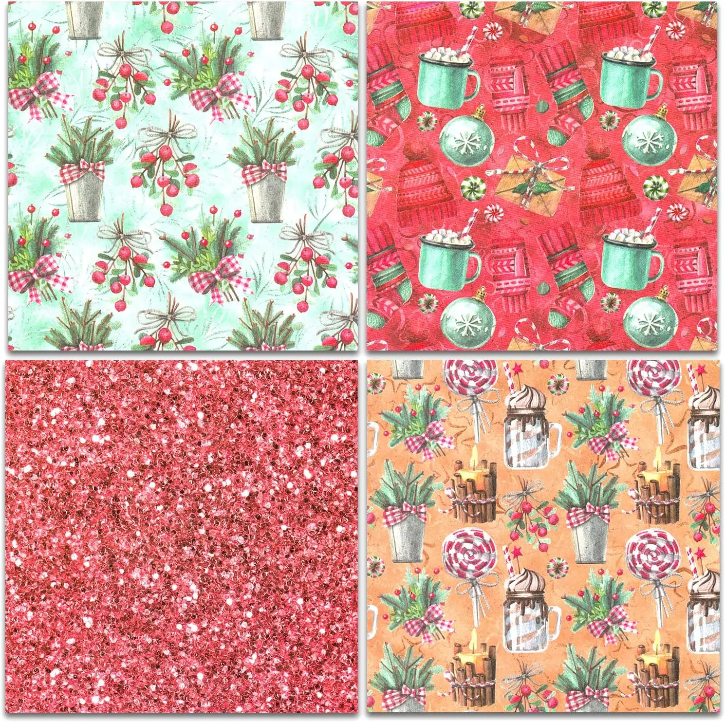 12 24 Sheets Scrapbook Paper Christmas 12x12inch Single-Side Printing Paper for Greeting Card Making Decorative BackgroundAlbum
