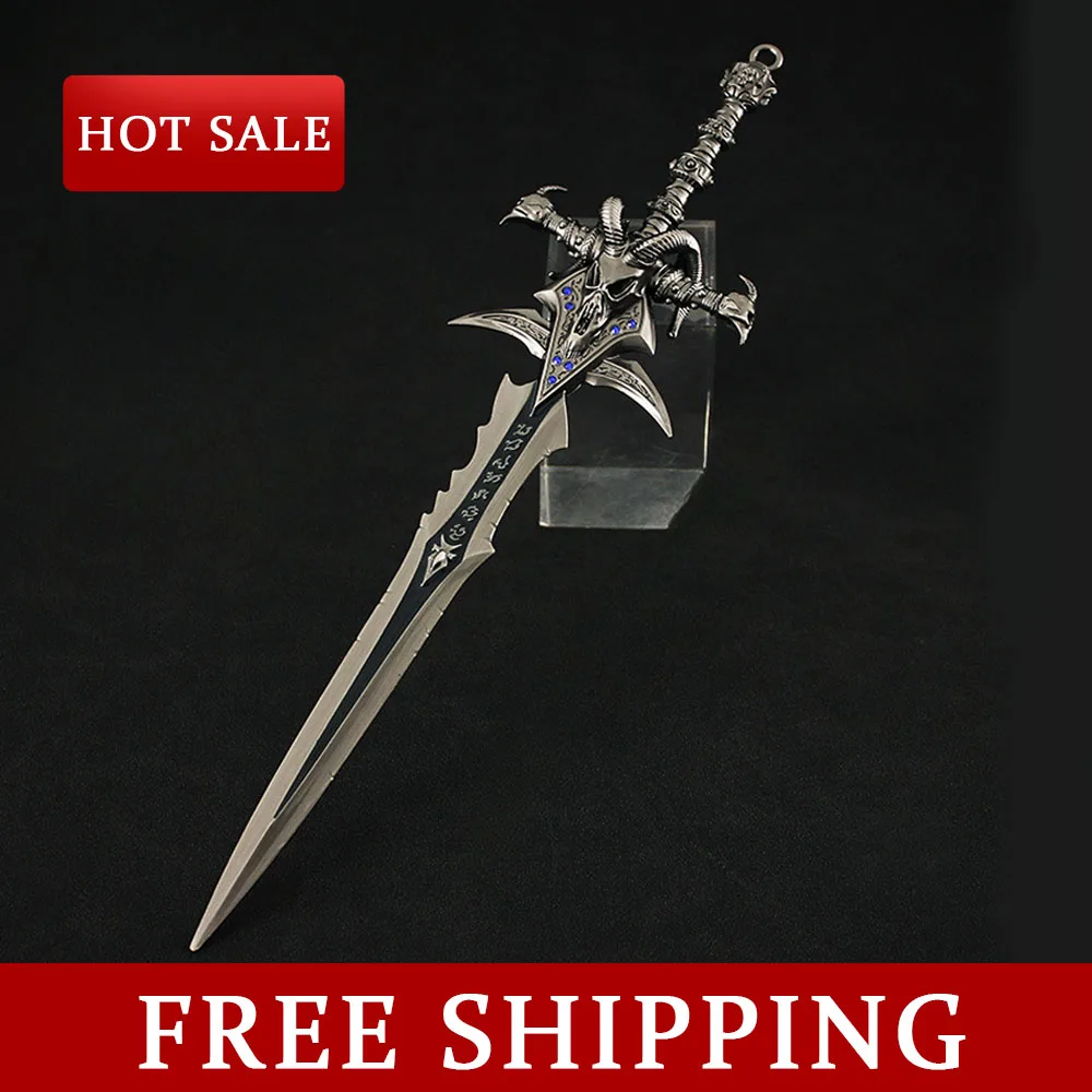 30 cm World of Warcraft Frostmourne Schafkopf Schwert Spiel Peripherie Vollmetallornament mit Ausstellungsstand Cosplay Waffen Spielzeug