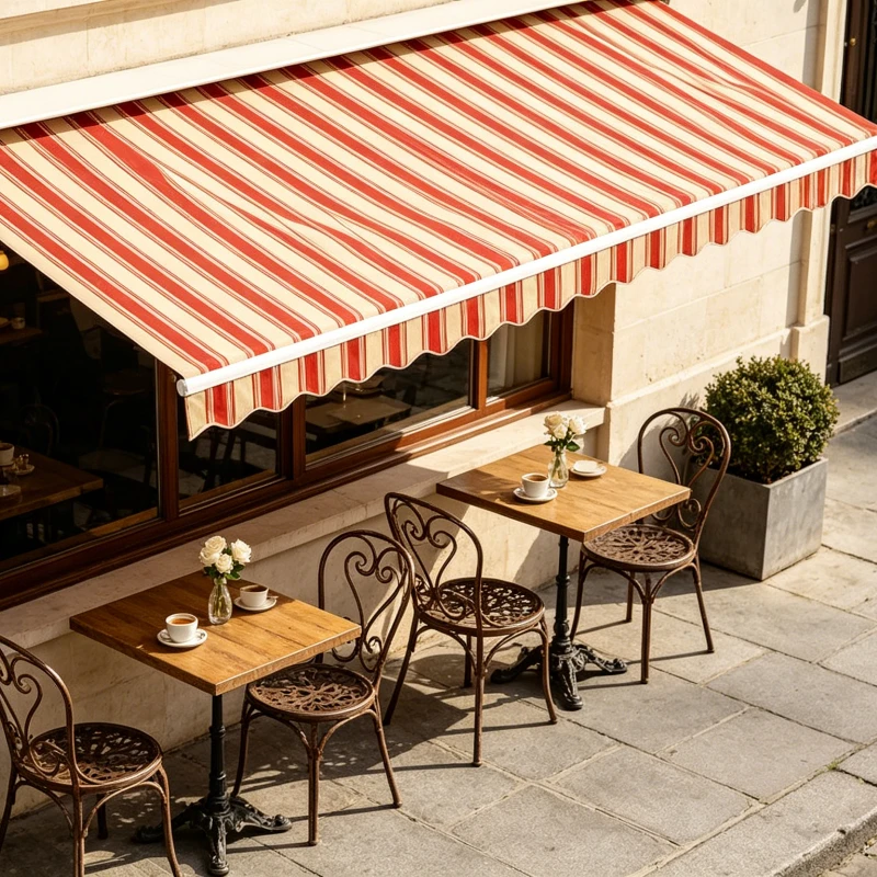 Ersatz-Markisenstoff für Terrassen, Gelb & Orange, Hochwertiges Polyester, Modern Minimalistisch, Langlebig & Robust, Sonnenschutz & Staubresistent, 4,5x3 m, Für Terrasse, Deck, Garten, Ausziehbare