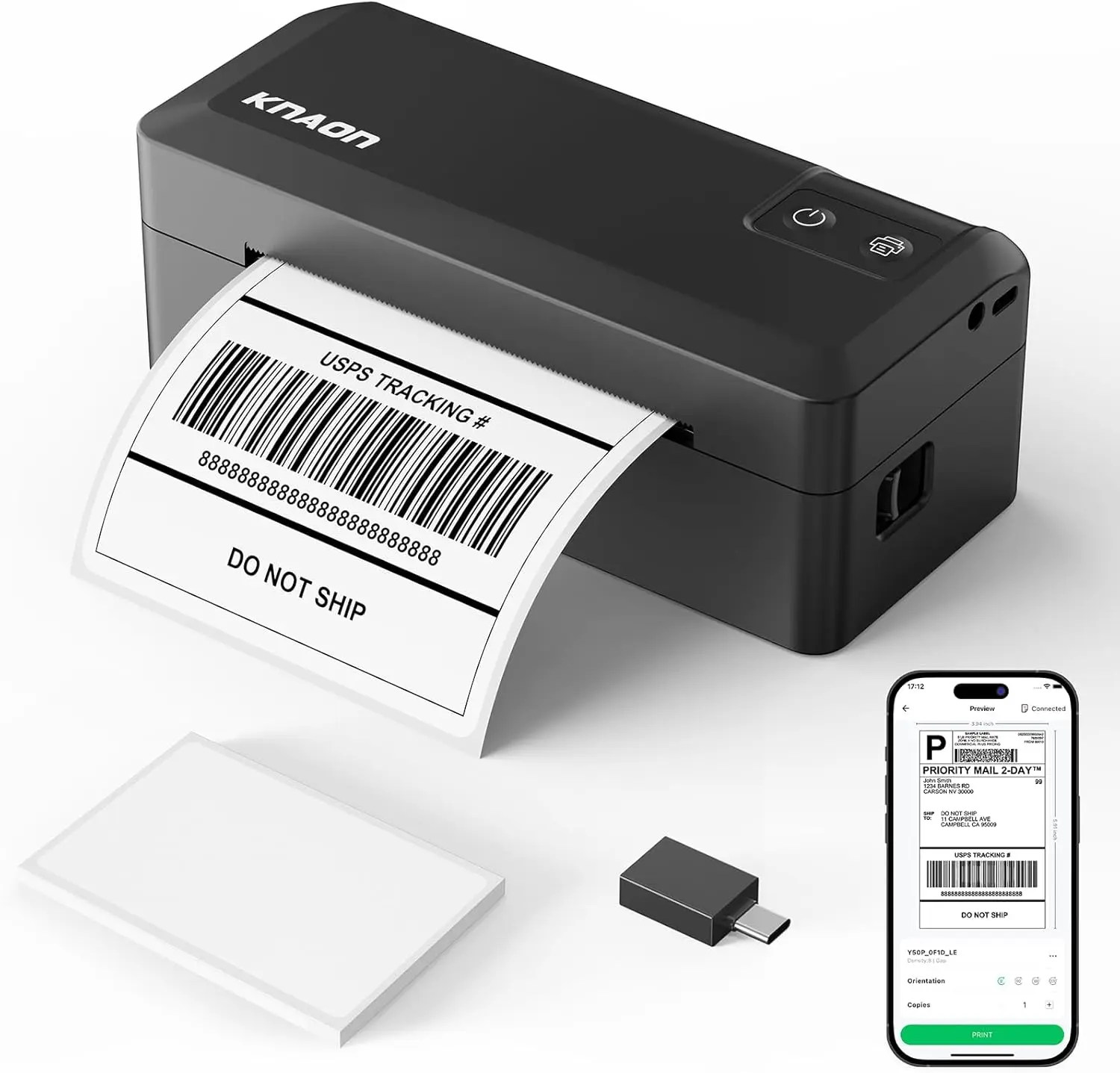 

Portable 4x6 Thermal Label Printer, Bluetooth, Works with iPhone, Android, Windows, Mac, Chromebook, USPS, eBay, Shopify – Black