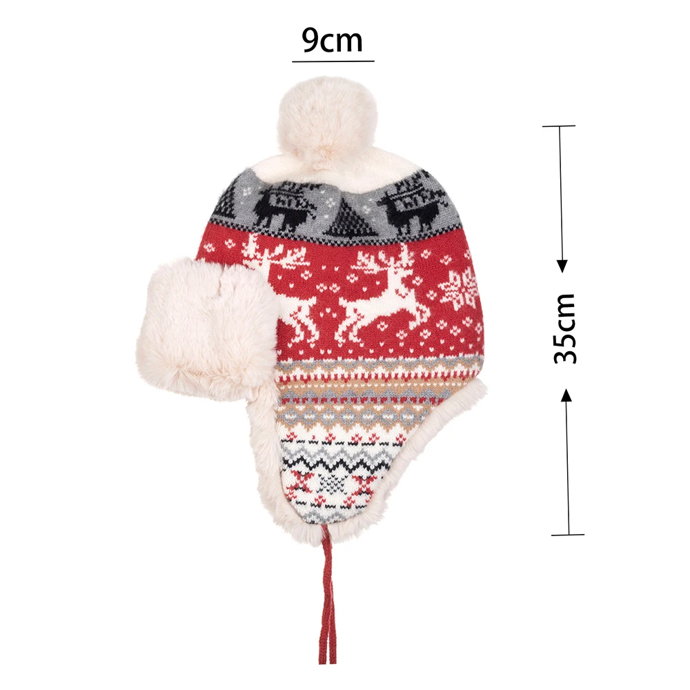 FS Red Orange Knitted Bomber Hat For Men Warm Plush Women Winter Beanies Cap Outdoor Windproof Russian Hats With Earflaps 2026 view 6