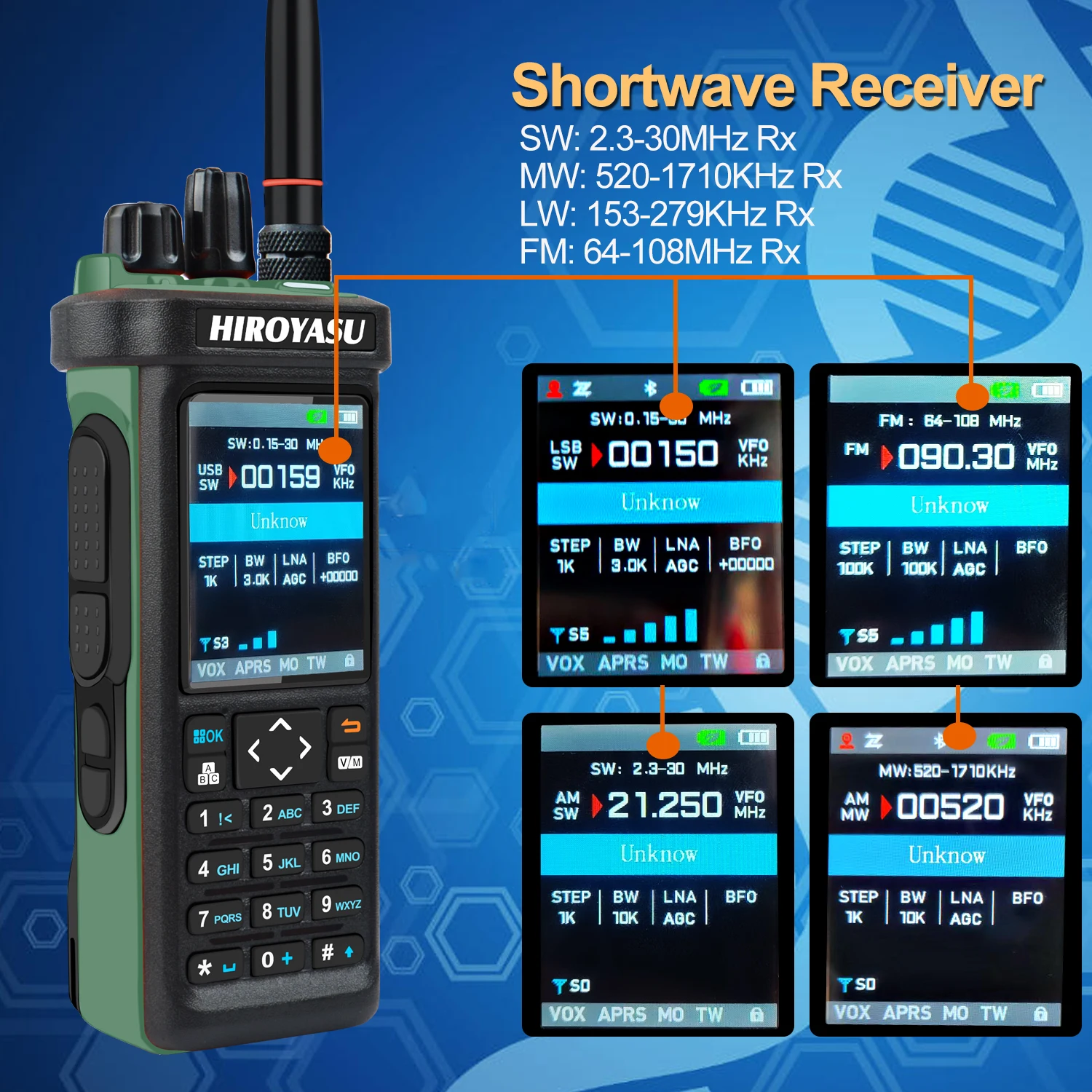 FM/AM/SSB 10W 블루투스 프로그램 GPS 단파 다중 밴드 DTMF 스크램블러 FM 아마추어 햄 무전기 히로야스 HI-UV850Pro