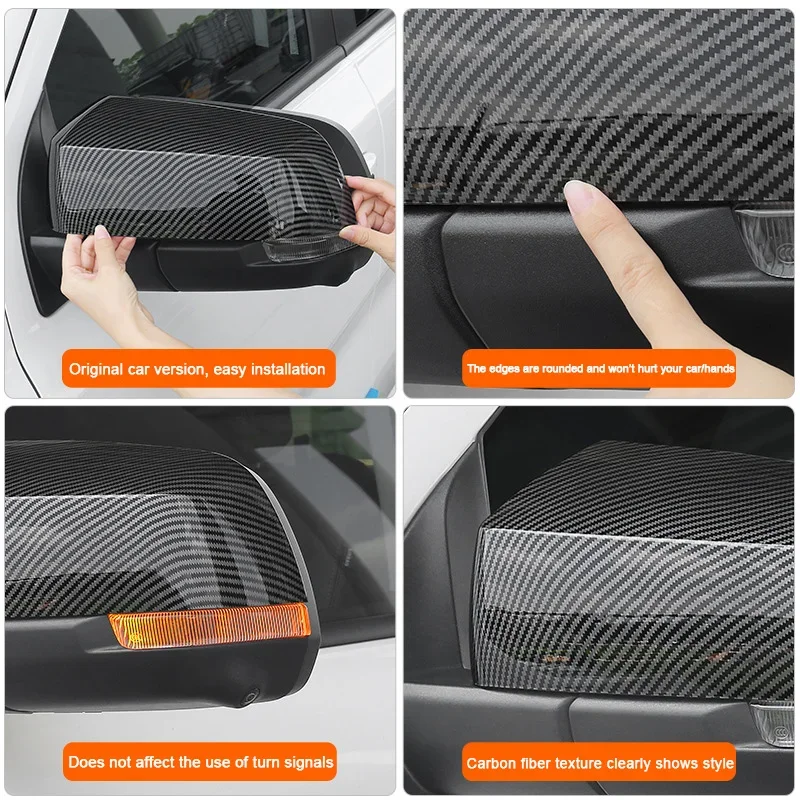 2Pcs Carbon Fiber Car Rear Mirriors Cover Protective Shell Cover For Ford Ranger 2022 2023 2024 2025 Auto Exteriors Accessories