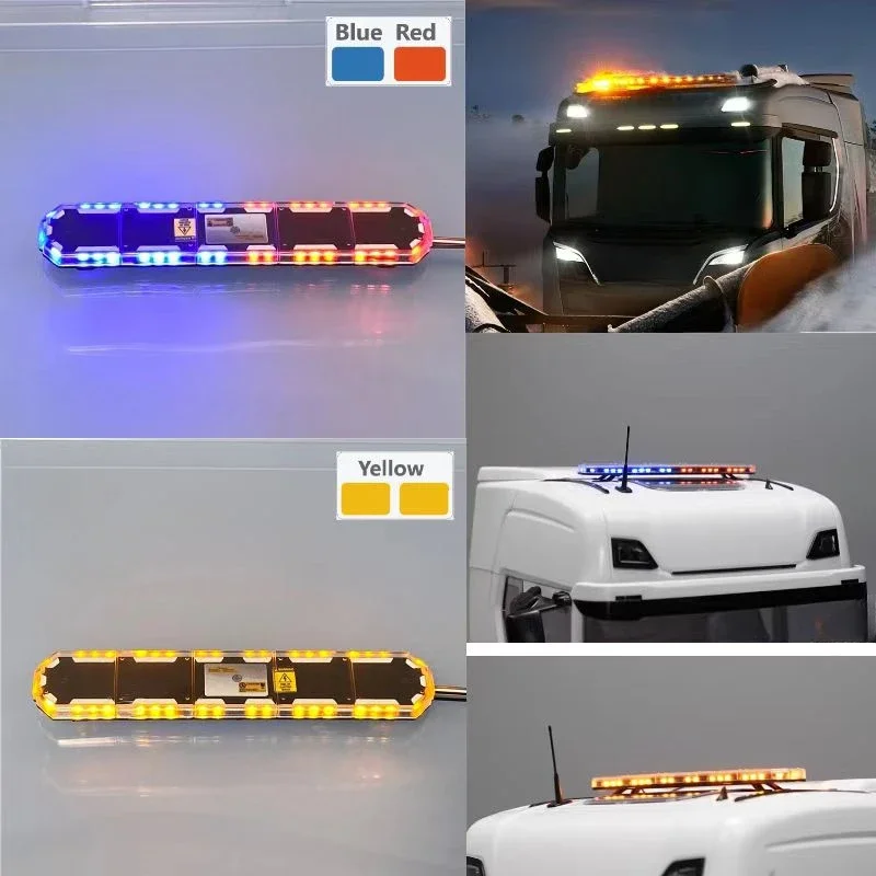 

LED Red Blue Yellow Warning Dome Light for Tamiya 1/14 RC Truck Trailer Dump Truck Scania 770S R620 Actros 3363 Volvo MAN Parts