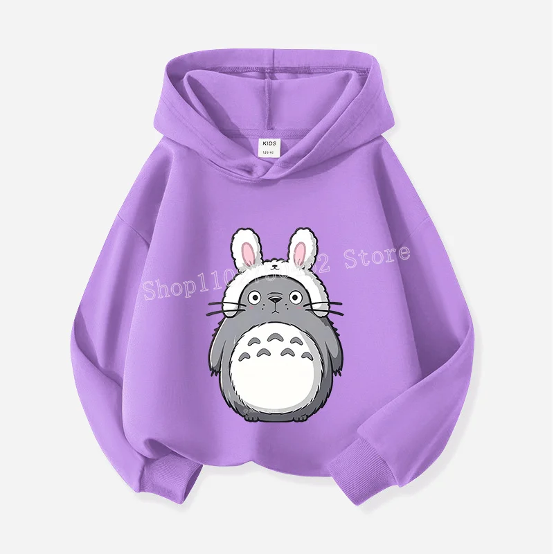 Niedliche Cartoon-Totoro-Kinderhoodies mit Katzenmuster, dünner Kinder-Sweatshirt für Frühling und Herbst, Sportbekleidung für Jungen und Mädchen, langärmeliger Kapuzenpullover. – Detail 2