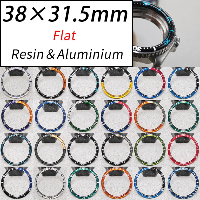 

38mm×31.5mm Watch Bezel Inserts Resin Aluminium Flat Bezel Fits SKX007 SKX009 SRPD Watch Case Men's Diving Watch Mod Accessories