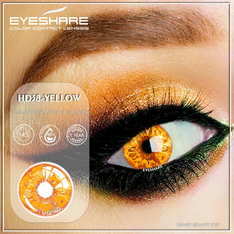 EYESHARE 2pcs Cosplay Colored Contact Lenses Yearly Use Halloween Cosmetic Colored Contacts Lenses for Eyes Anime Contact Lens