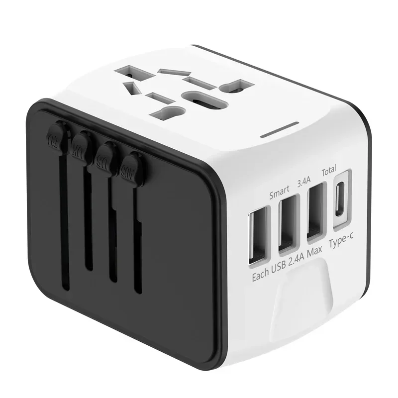 

Международный адаптер для путешествий с 3 адаптерами питания USB и типа C для быстрой зарядки дорожных вилок ЕС/Великобритании/США/Австралии.