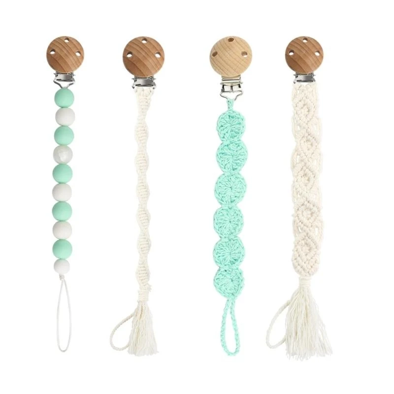 J15U المنسوجة يدويا الكروشيه الطفل عضاضة كليب غير قطرة سيليكون هوة كليب هدية الوليد #3