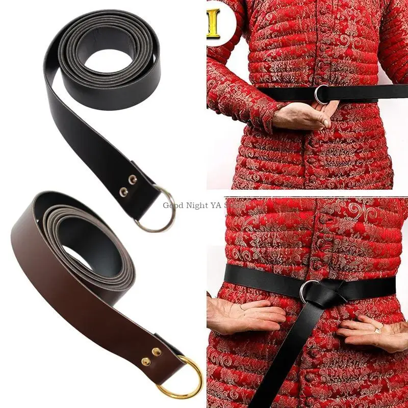 حزام القرون الوسطى Vegvisir عصر النهضة فارس أبازيم حزام بولي Leather جلد O حلقة حزام جلد ريترو حزام للرجال
