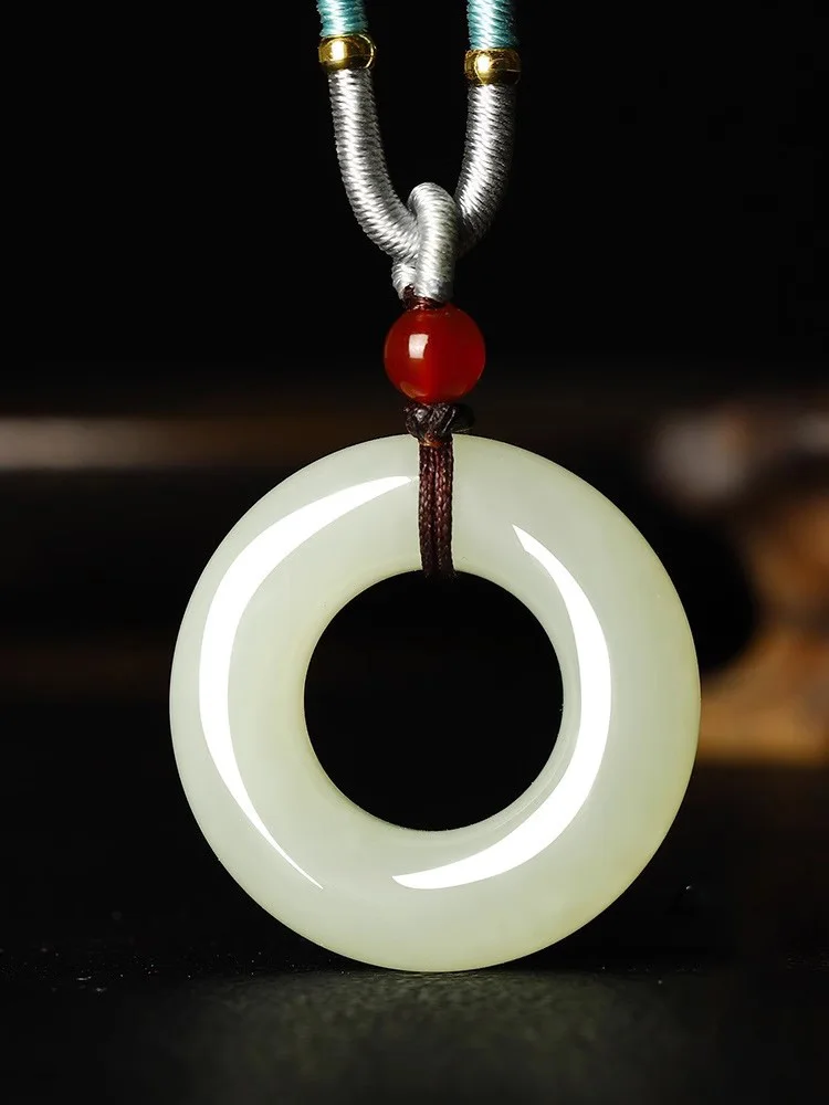 Real Hetian Jade Donuts Pendant P10018