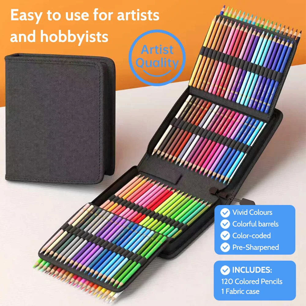 Colored Pencils for Adult Coloring Books, Oil-Based Soft Core with Zipper Case & Sharpener, Drawing Sketching Blending Shading
