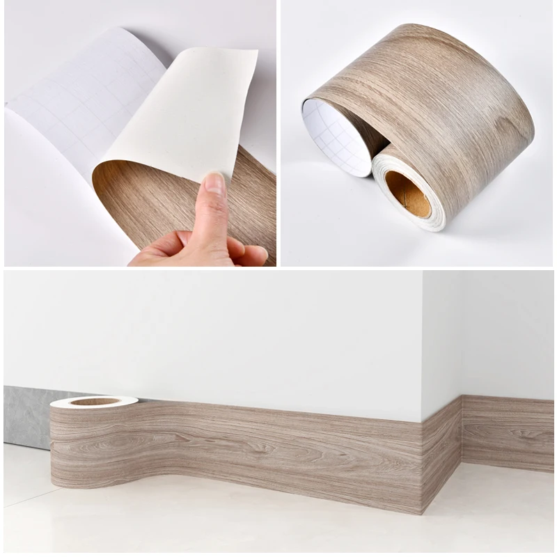 Wood grain stickers self-adhesive baseboard wall Chinese style