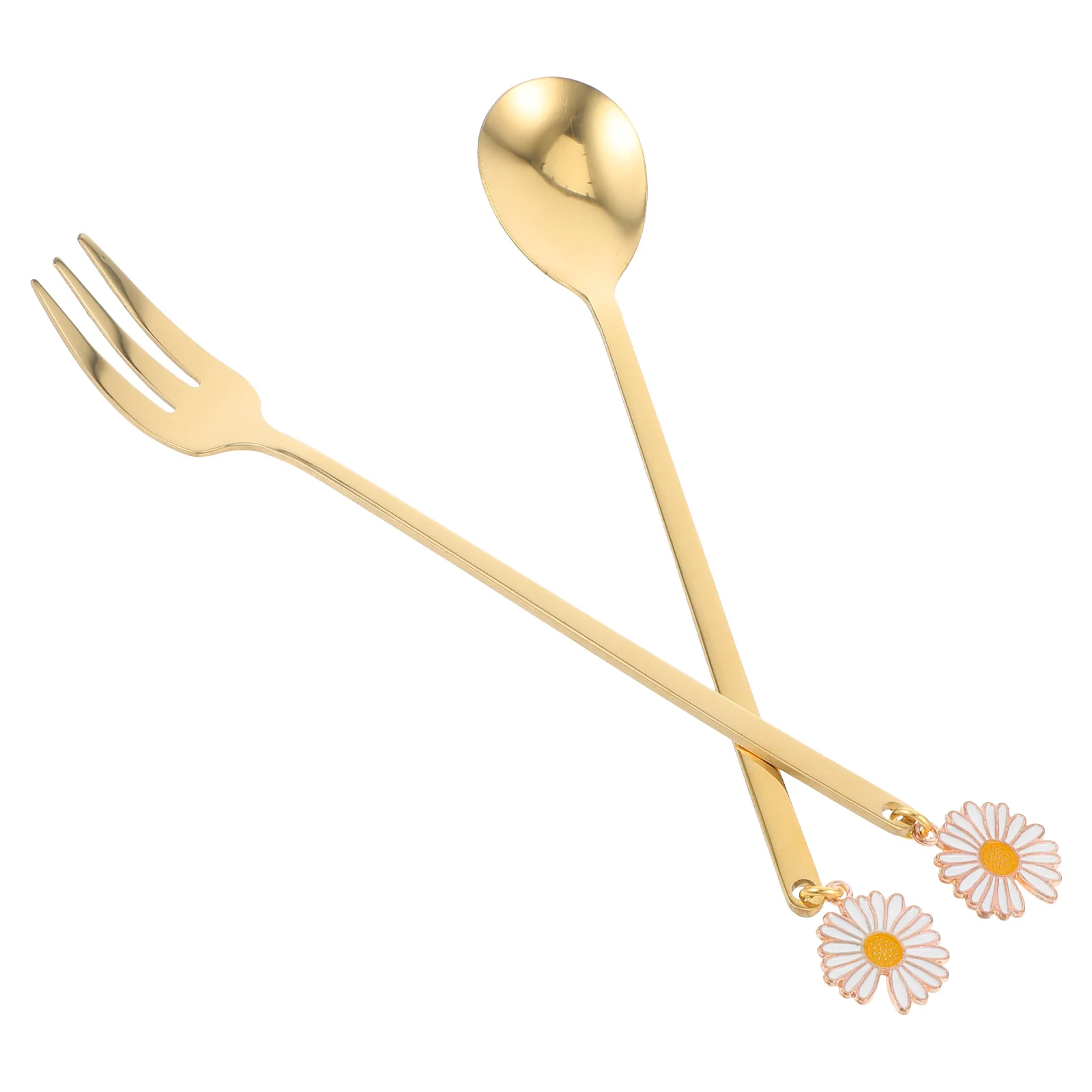 

2 PCS Stainless Steel Fruit Fork Dessert Salad Spoon Fruits Cheese Appetizers Spoons