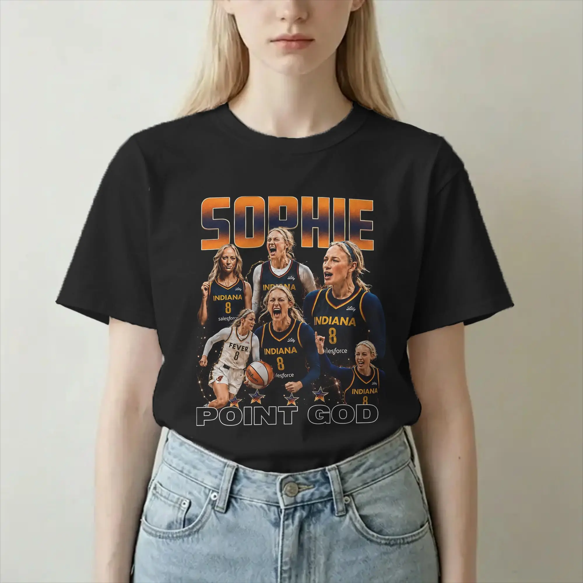 Sophia Cunningham Basketball Point God T-Shirts pour hommes et femmes, t-shirts en coton amusants, col rond, manches courtes, idée cadeau