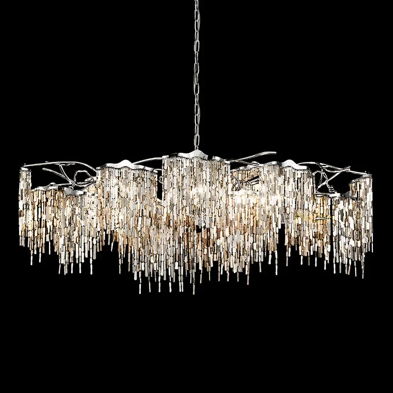 

Modern Luxury Plated Steel Led Chandelier Living Room Lustre E14 Chandelier Lighting Foyer Pendant Chandelier Lamp Fixtures