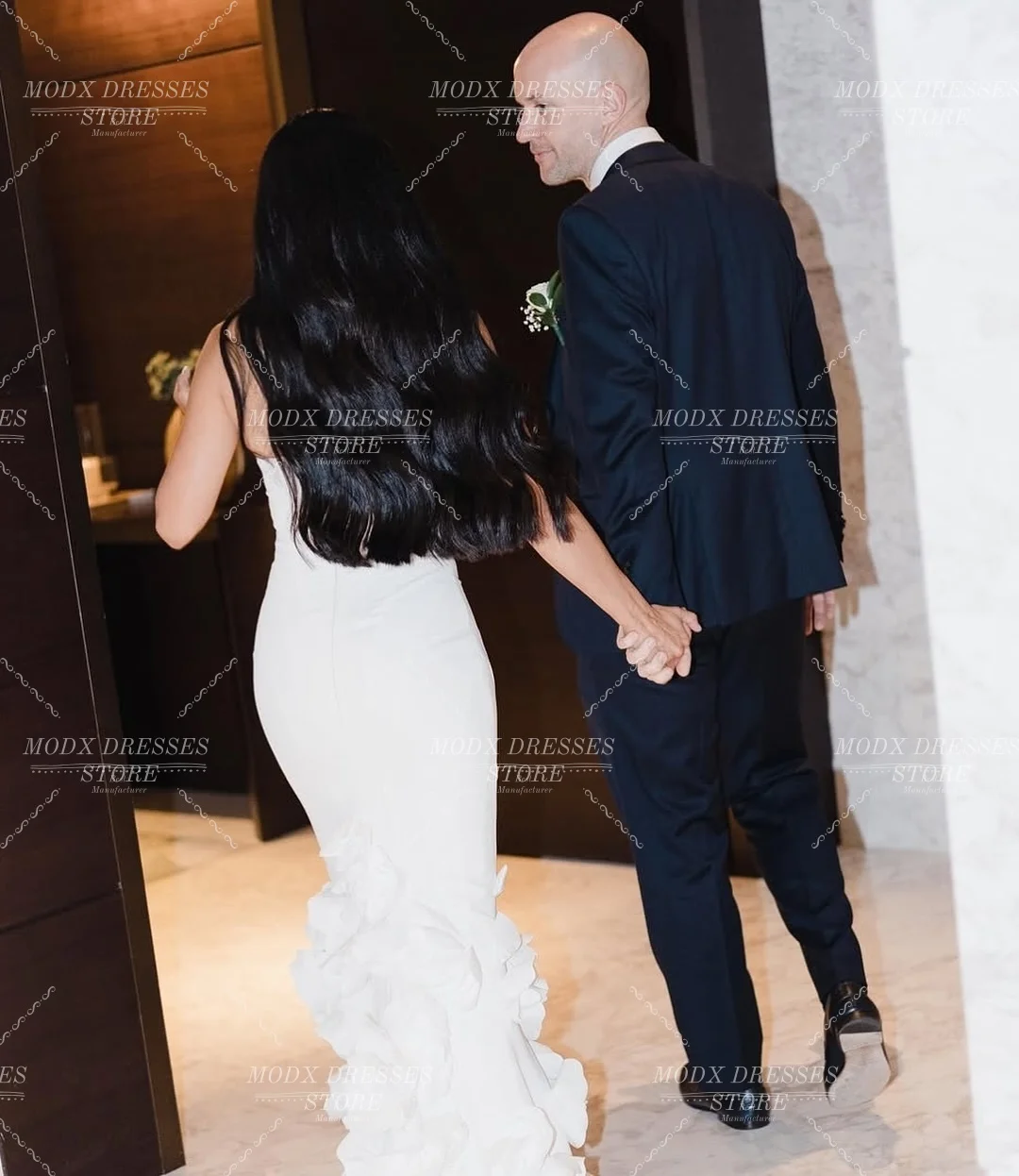 MODX Luksusowa Suknia Ślubna Syrena z Arabskim Wzorem, Ręcznie Robione Kwiaty 3D, Personalizowana Suknia Formalna dla Celebrytek, Vestidos Novias Boda dla Kobiet