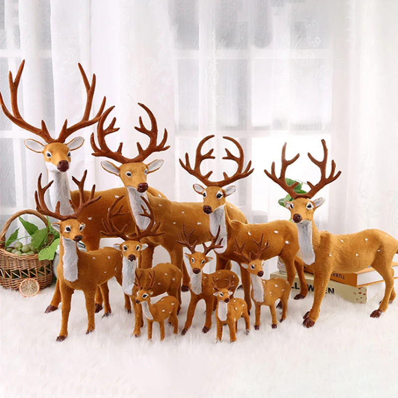 30/35/40cm Simulation Plush Reindeer Christmas Deer Xmas Elk Decorations Ornament For Home New Year Desktop Decor