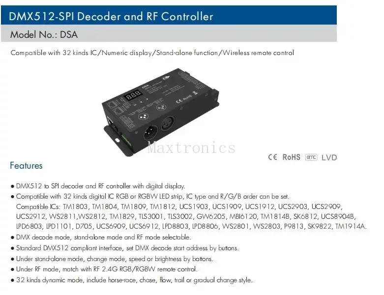 Imagem -03 - Decodificador com rf Led Pixel Dimmer Display Munber para Ws2811 Ws2812 Sk6812 Ucs1903 Rgb ou Rgbw 524v dc Spi Decodificador