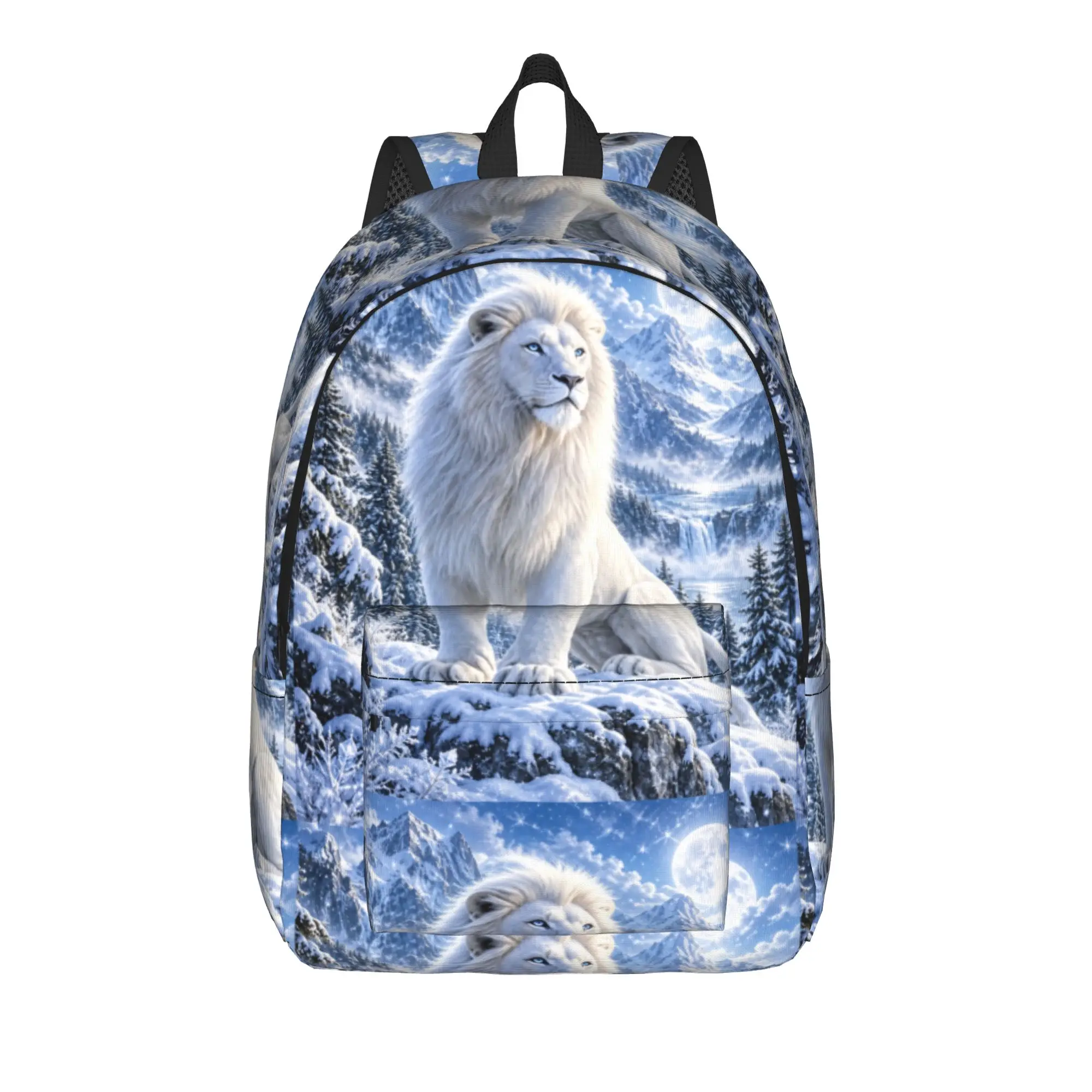 White Lion Single Digital Printed Backpack  Cute Backpacks Women Men Trekking Durable School Bags Custom Rucksack