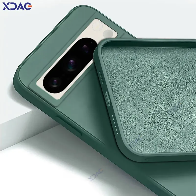 حافظة هاتف من السيليكون السائل المربع لهاتف جوجل بيكسل 8 برو 8A 5G جوجل 8 برو جوجل 8A Pixel8Pro Pixel8A حقيبة غطاء بطانة مزدوجة ناعمة