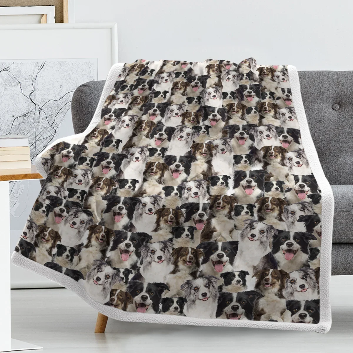 Border Collie Dogs coperta da tiro coperta di peluche stampata coperta Sherpa Super morbida per divano letto 75x100cm 130x150cm 150x200cm