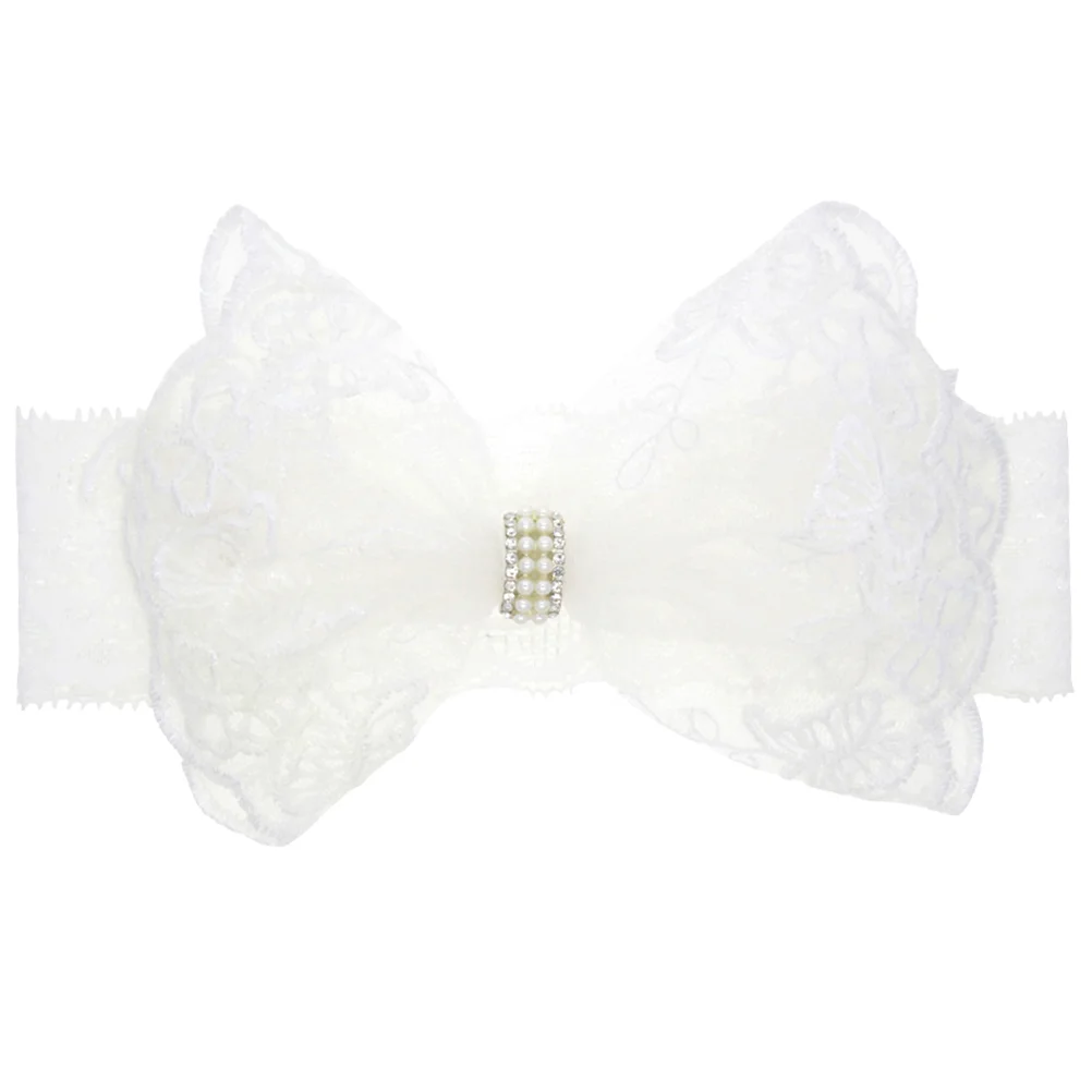 

Bow Headband Newborn Pearl Hair Rhinestone Bows Baby Accessories Hairbands Infant Headdress Headbands