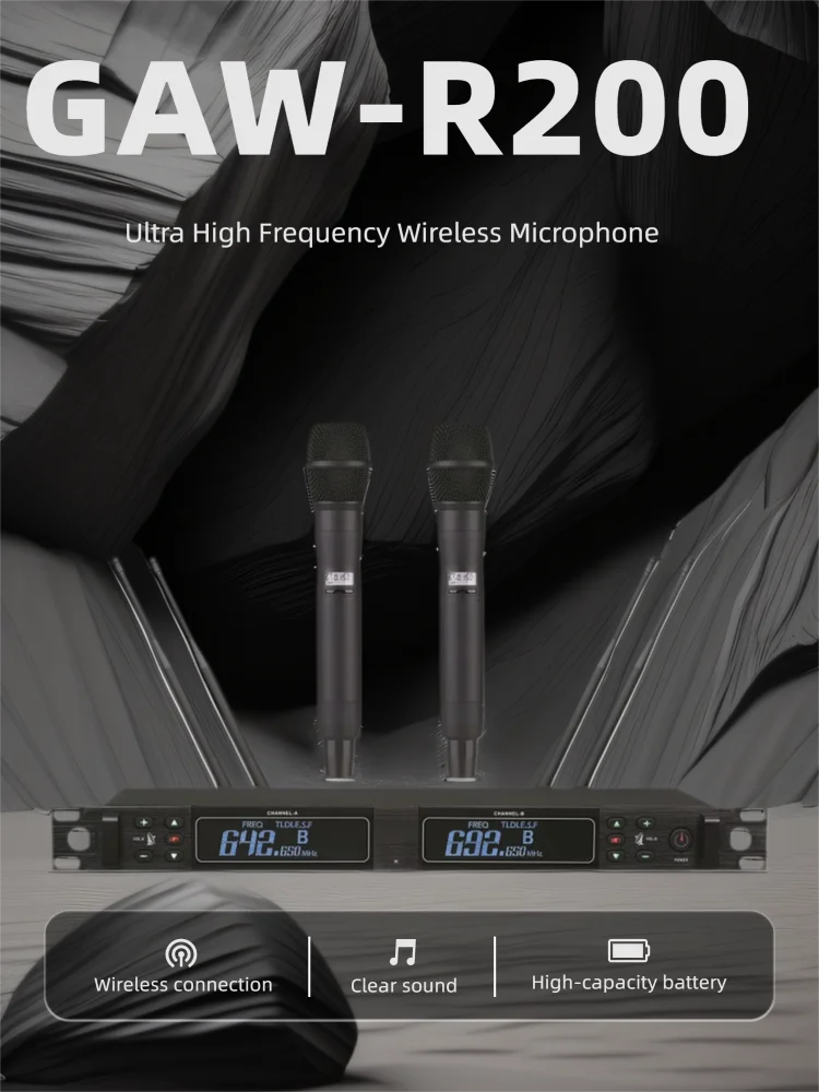 

GAW-R200 Ultra High Frequency Wireless Microphone Karaoke Microphone Suitable for Professional Performances