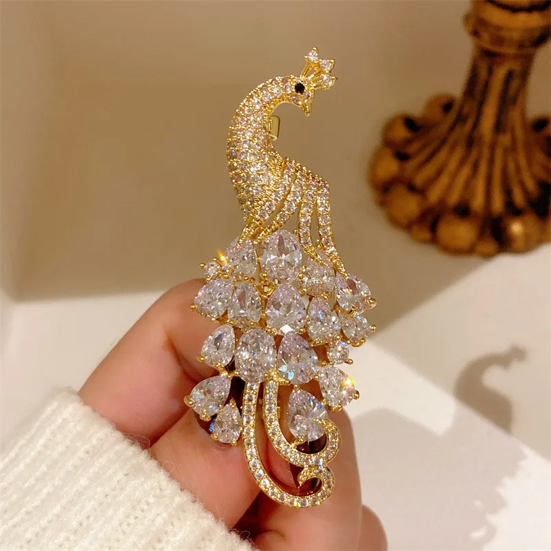 

CC Luxury Brooches Phoenix Shape Full of Shining Zirconia All-match Corsage Cheongsam Pins Chinese Vintage Style Brooch B260