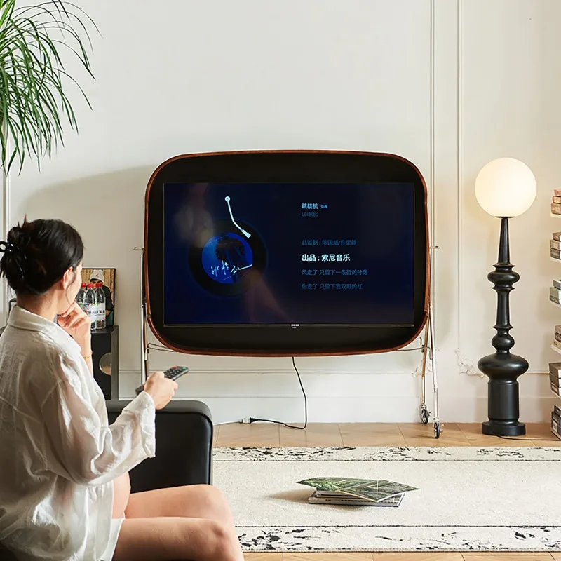 Medium-sized Solid Wood Movable TV Cabinet Stand Floor-to-ceiling Simple Bedroom Small Apartment