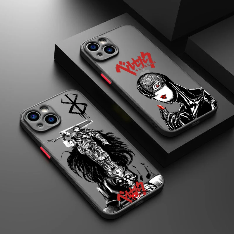 Berserk Comics Anime dla Apple iPhone 15 14 13 12 Mini 11 XS XR X 8 7 Pro Max Plus TPU Frosted Translucent Phone Case