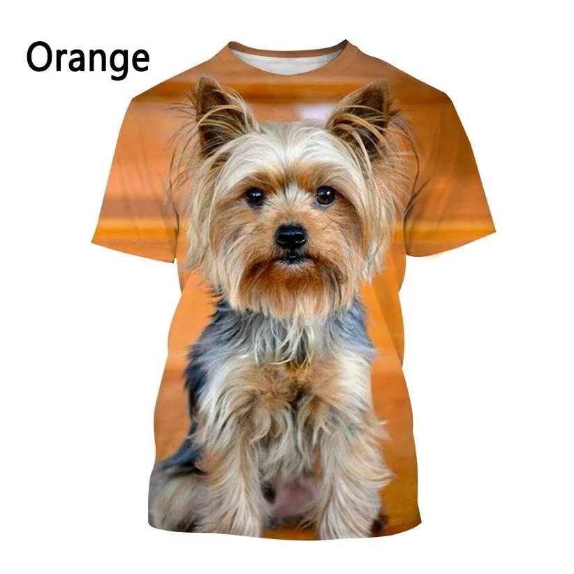 Yorkshire Terrier Dog 3D T-shirt Men\'s and Women\'s Fashion T-shirt Summer Casual Short Sleeved Crewneck Pet Dog Shirt Top