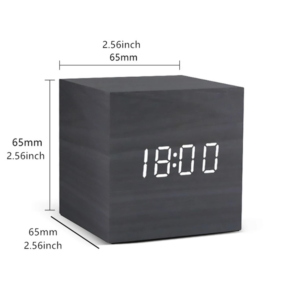 Wood Retro Square Digital LED Alarm Clock Voice Control Glow Desk Clock Snooze Function Desktop Table Decor